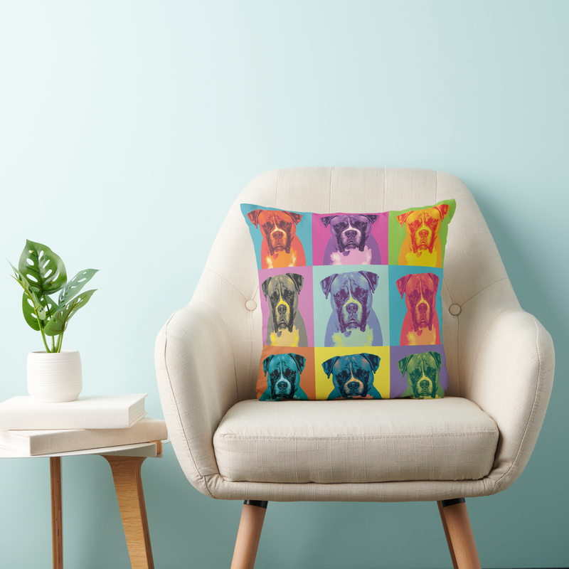 Color Pops pillow featuring a Boxer dog.